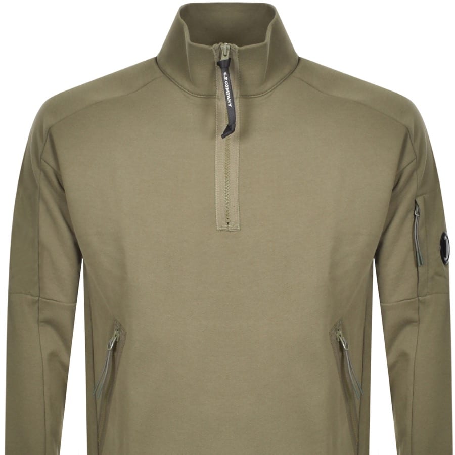 Alternative Image for ProductCP Company Half Zip Sweatshirt Green2